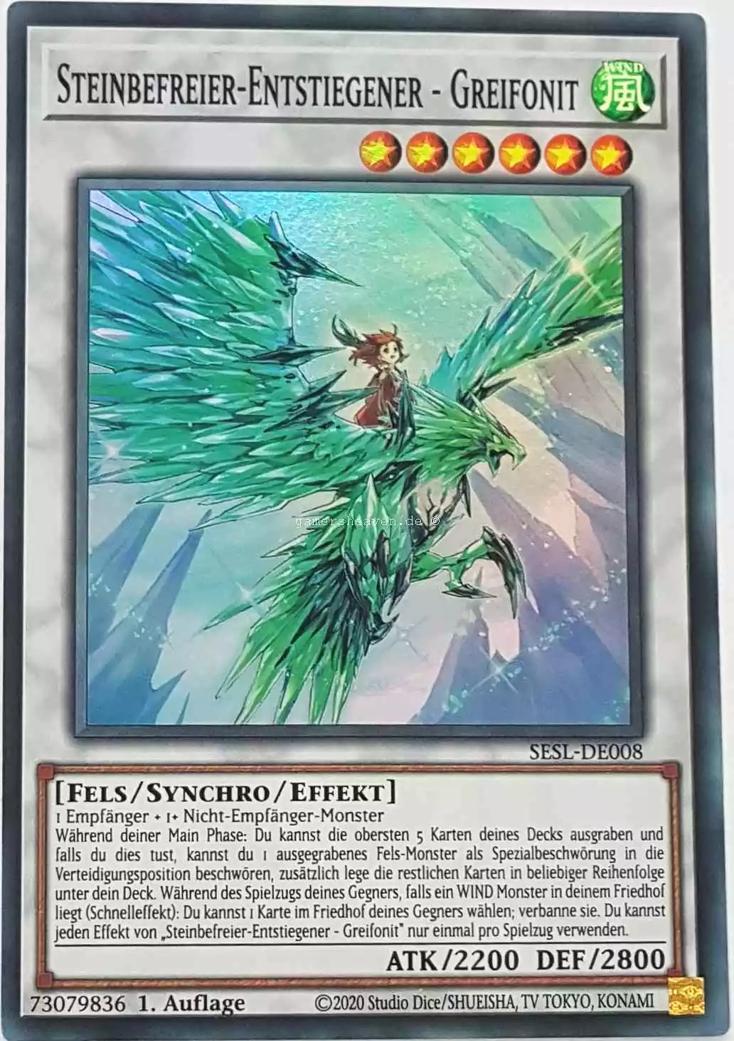 Steinbefreier-Entstiegener - Greifonit SESL-DE008 ist in Super Rare Yu-Gi-Oh Karte aus Secret Slayers 1.Auflage