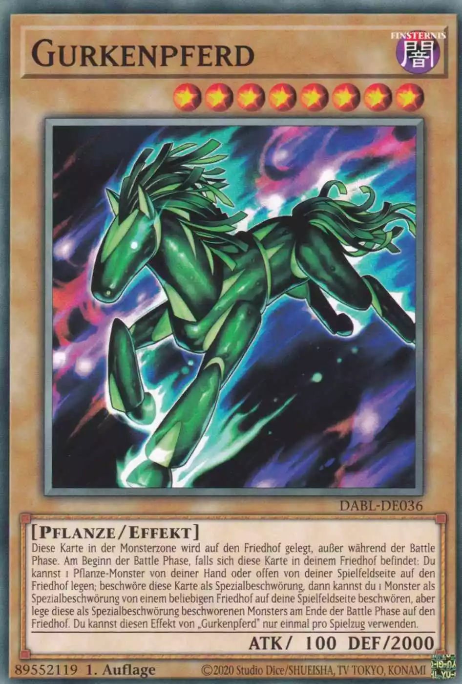 Gurkenpferd DABL-DE036 ist in Common Yu-Gi-Oh Karte aus Darkwing Blast 1.Auflage