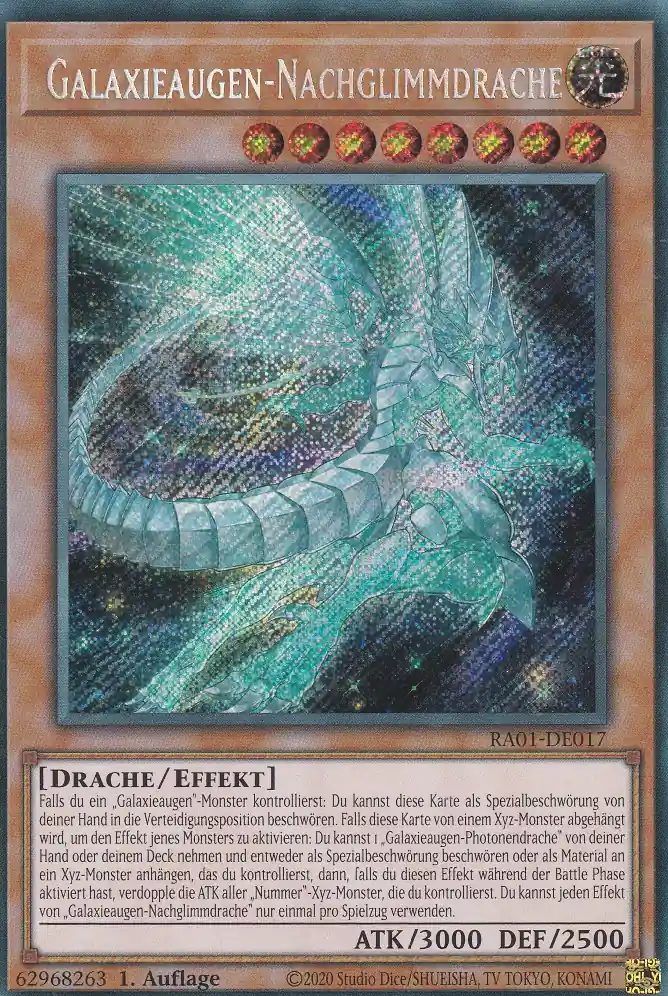 Galaxieaugen-Nachglimmdrache RA01-DE017 ist in Secret Rare Yu-Gi-Oh Karte aus 25th Anniversary Rarity Collection 1.Auflage