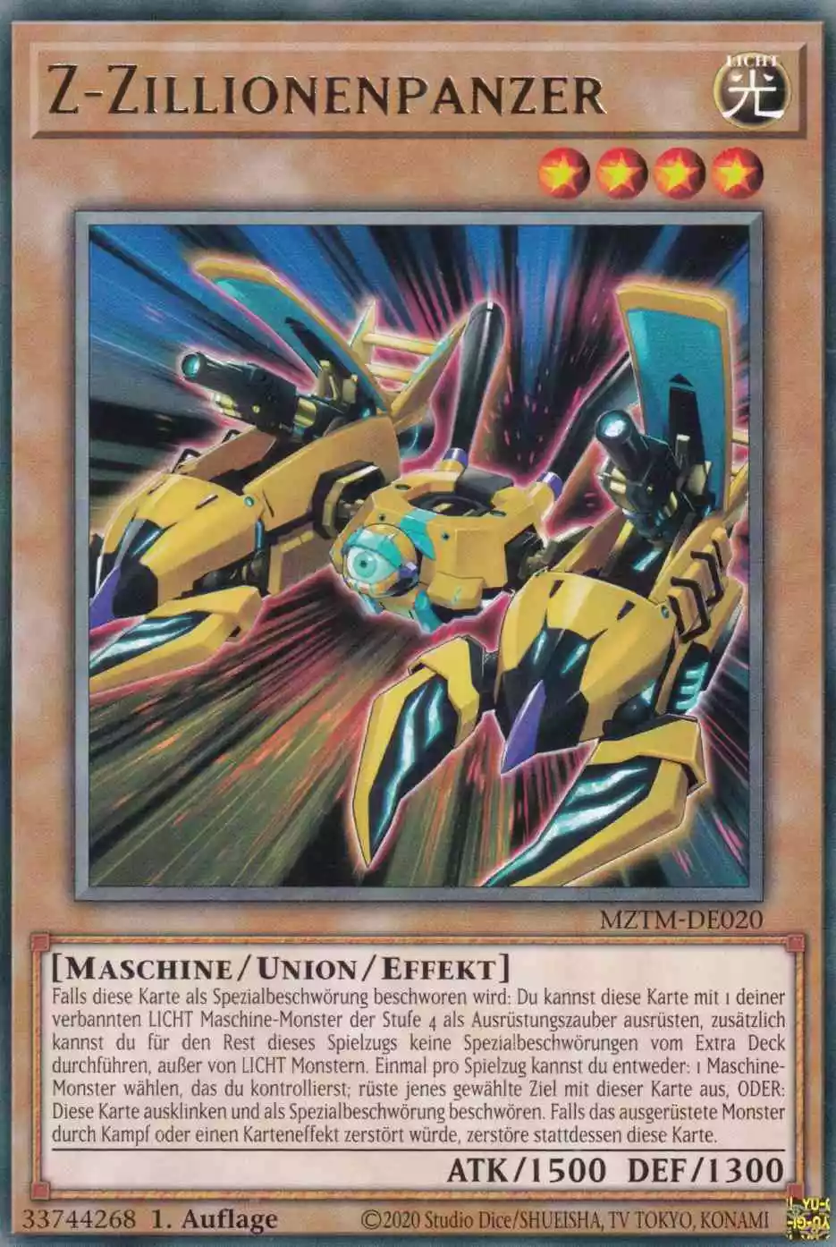 Z-Zillionenpanzer MZTM-DE020 ist in Rare Yu-Gi-Oh Karte aus Maze of the Master 1.Auflage