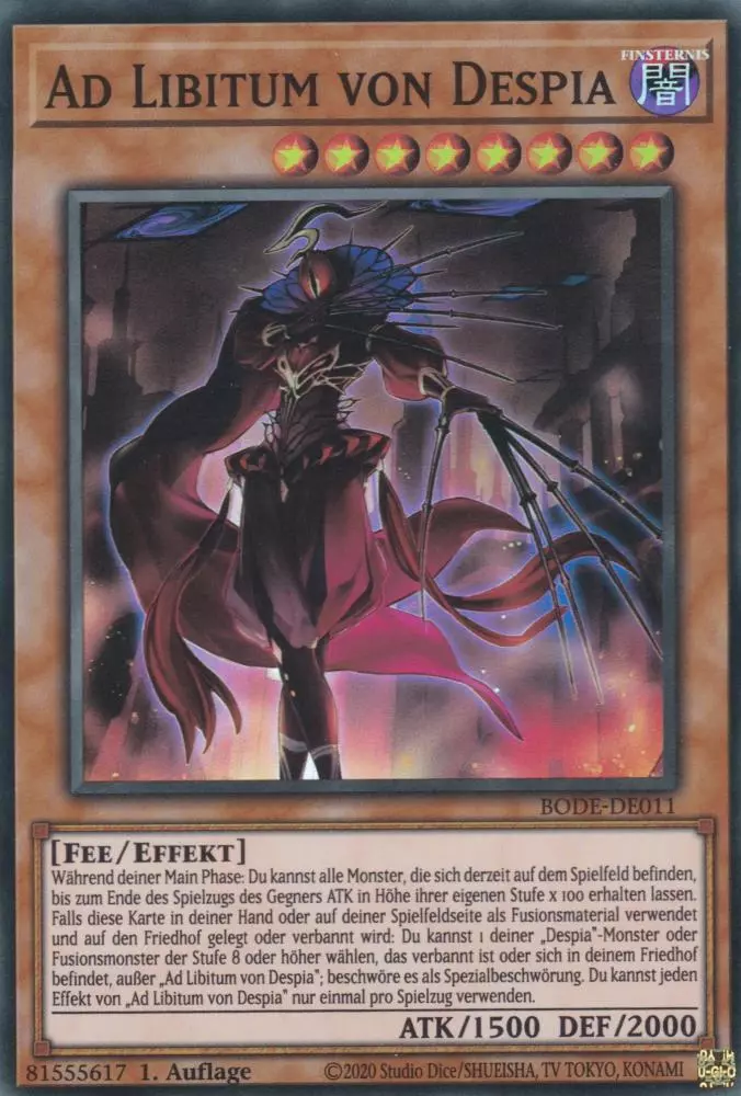 Ad Libitum von Despia BODE-DE011 ist in Super Rare Yu-Gi-Oh Karte aus Burst of Destiny 1.Auflage