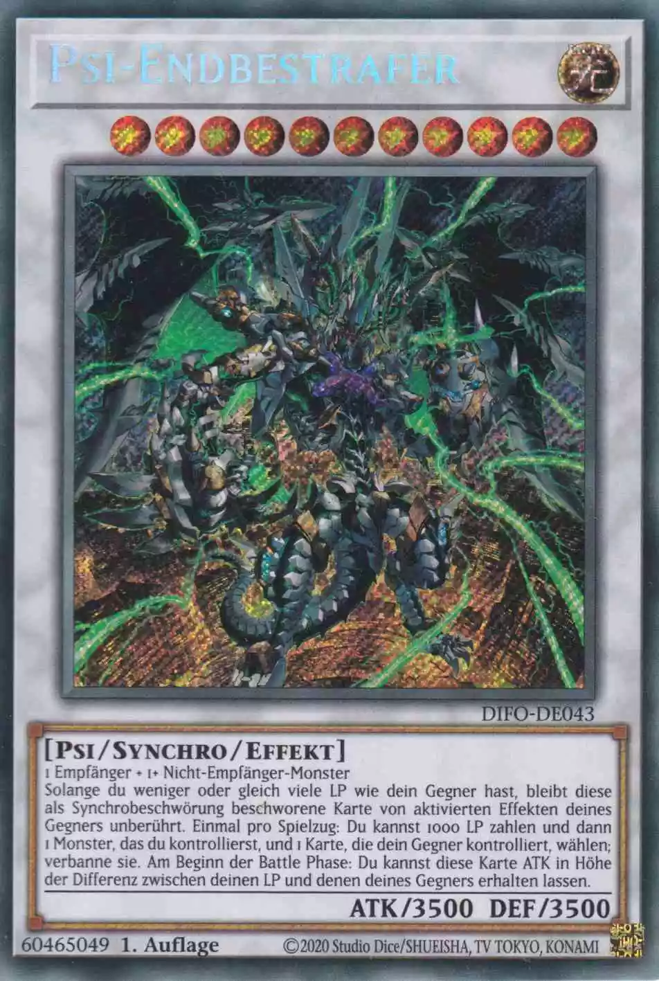 Psi-Endbestrafer DIFO-DE043 ist in Secret Rare Yu-Gi-Oh Karte aus Dimension Force 1.Auflage