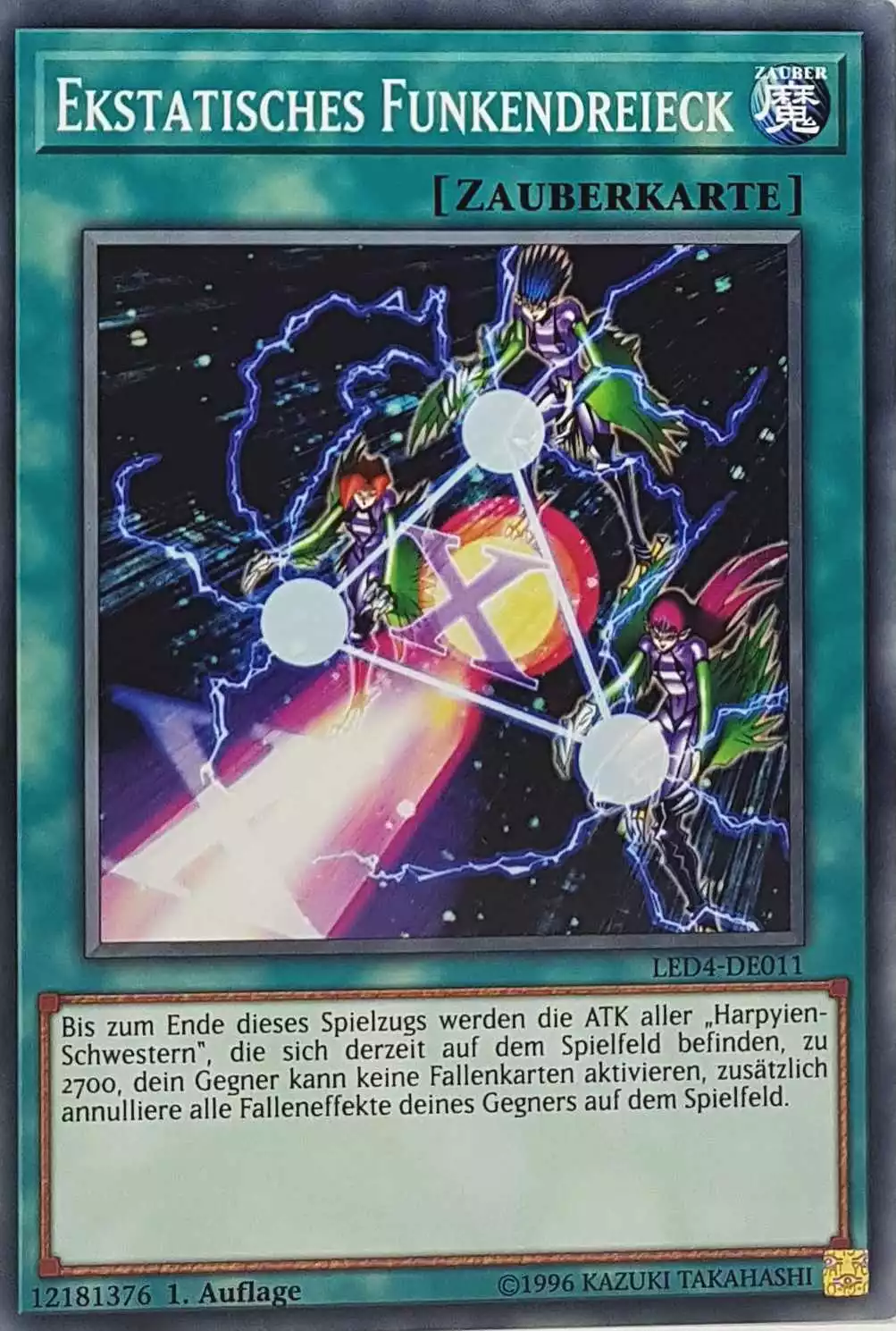 Ekstatisches Funkendreieck LED4-DE011 ist in Common Yu-Gi-Oh Karte aus Legendary Duelists Sisters of the Rose 1. Auflage