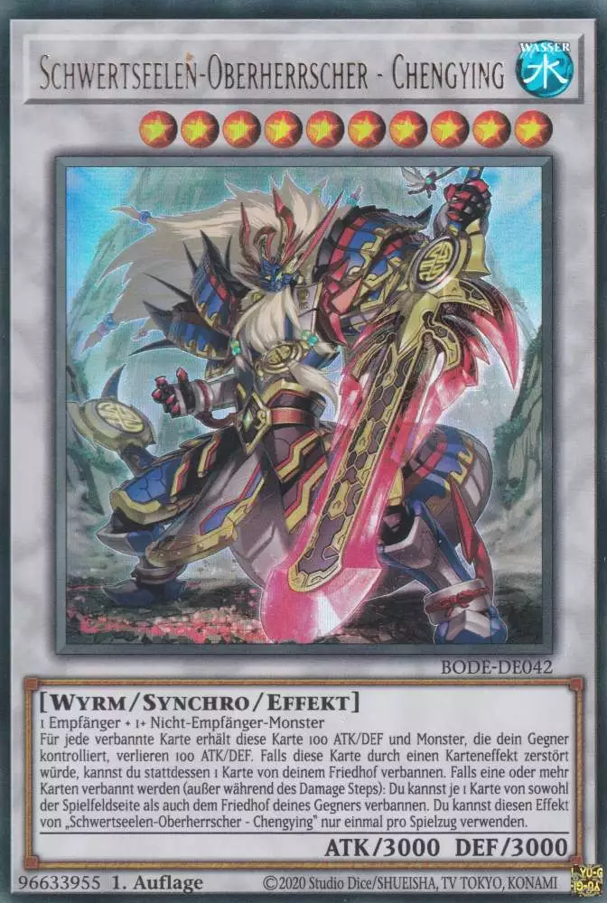 Schwertseelen-Oberherrscher - Chengying BODE-DE042 ist in Ultra Rare Yu-Gi-Oh Karte aus Burst of Destiny 1.Auflage