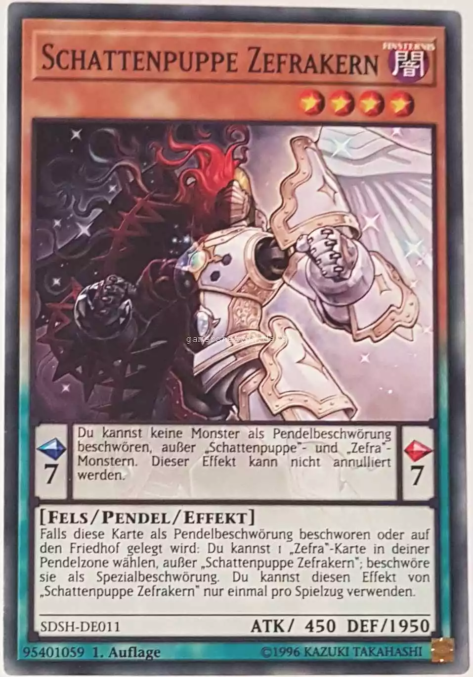 Schattenpuppe Zefrakern SDSH-DE011 ist in Common Yu-Gi-Oh Karte aus Shaddoll Showdown 1.Auflage