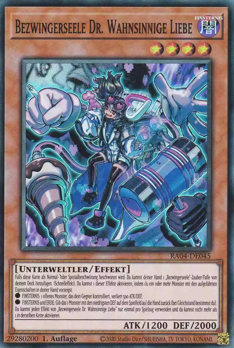 Bezwingerseele Dr. Wahnsinnige Liebe RA04-DE045 ist in Super Rare Yu-Gi-Oh Karte aus Quarter Century Stampede 1.Auflage