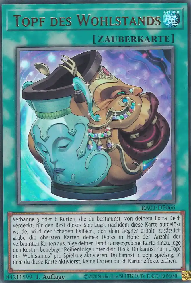 Topf des Wohlstands RA01-DE066 ist in Ultra Rare Yu-Gi-Oh Karte aus 25th Anniversary Rarity Collection 1.Auflage