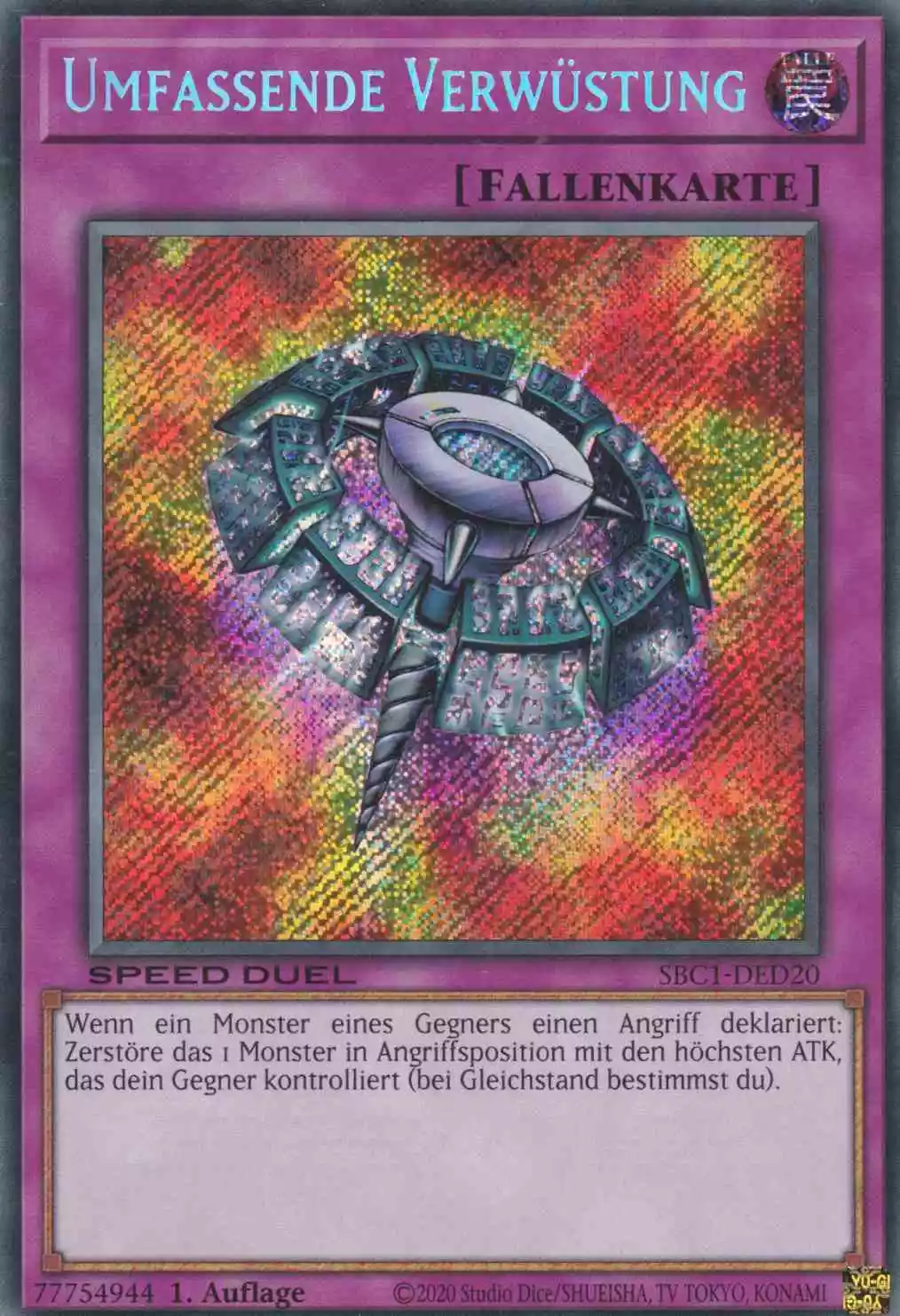 sbc1-ded20-scr-umfassende-verwuestung-secret-rare-streets-of-battle-city Umfassende Verwüstung SBC1-DED20 ist in Secret Rare Yu-Gi-Oh Karte aus Streets of Battle City 1.Auflage