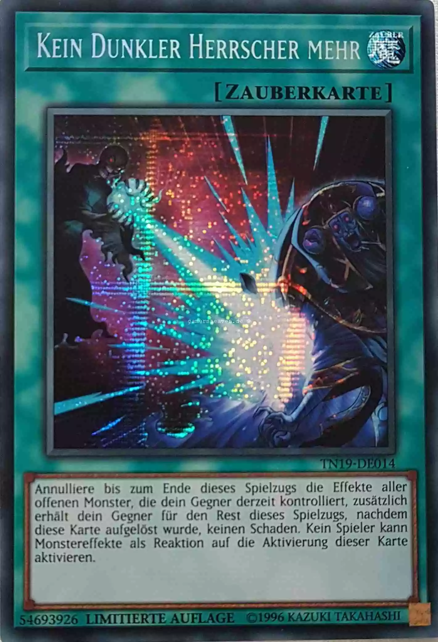 Kein Dunkler Herrscher mehr TN19-DE014 ist in Prismatic Secret Rare aus Gold Sarcophagus Tin 2019 Limitierte Auflage 