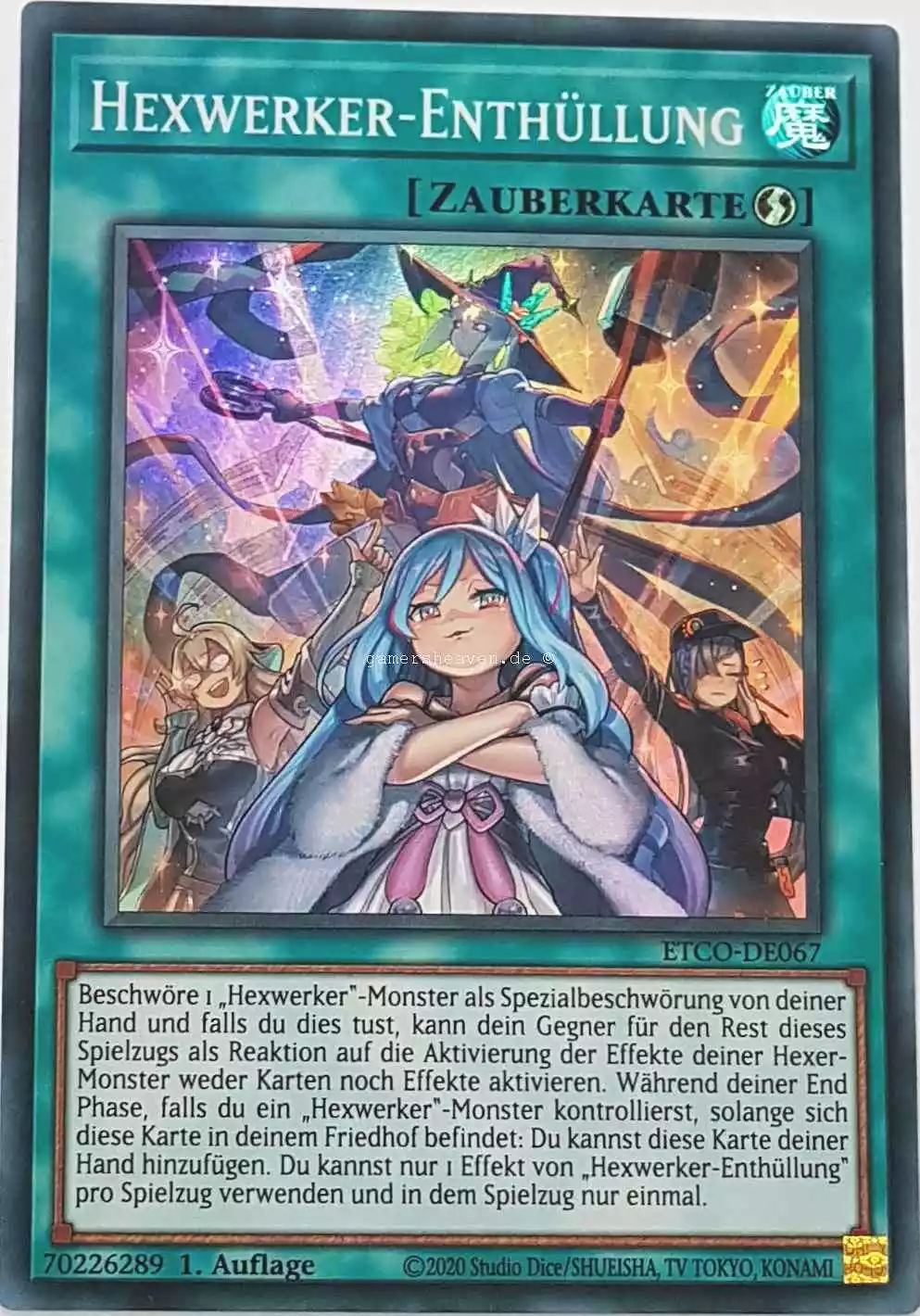 Hexwerker-Enthüllung ETCO-DE067 ist in Super Rare Yu-Gi-Oh Karte aus Eternity Code 1.Auflage