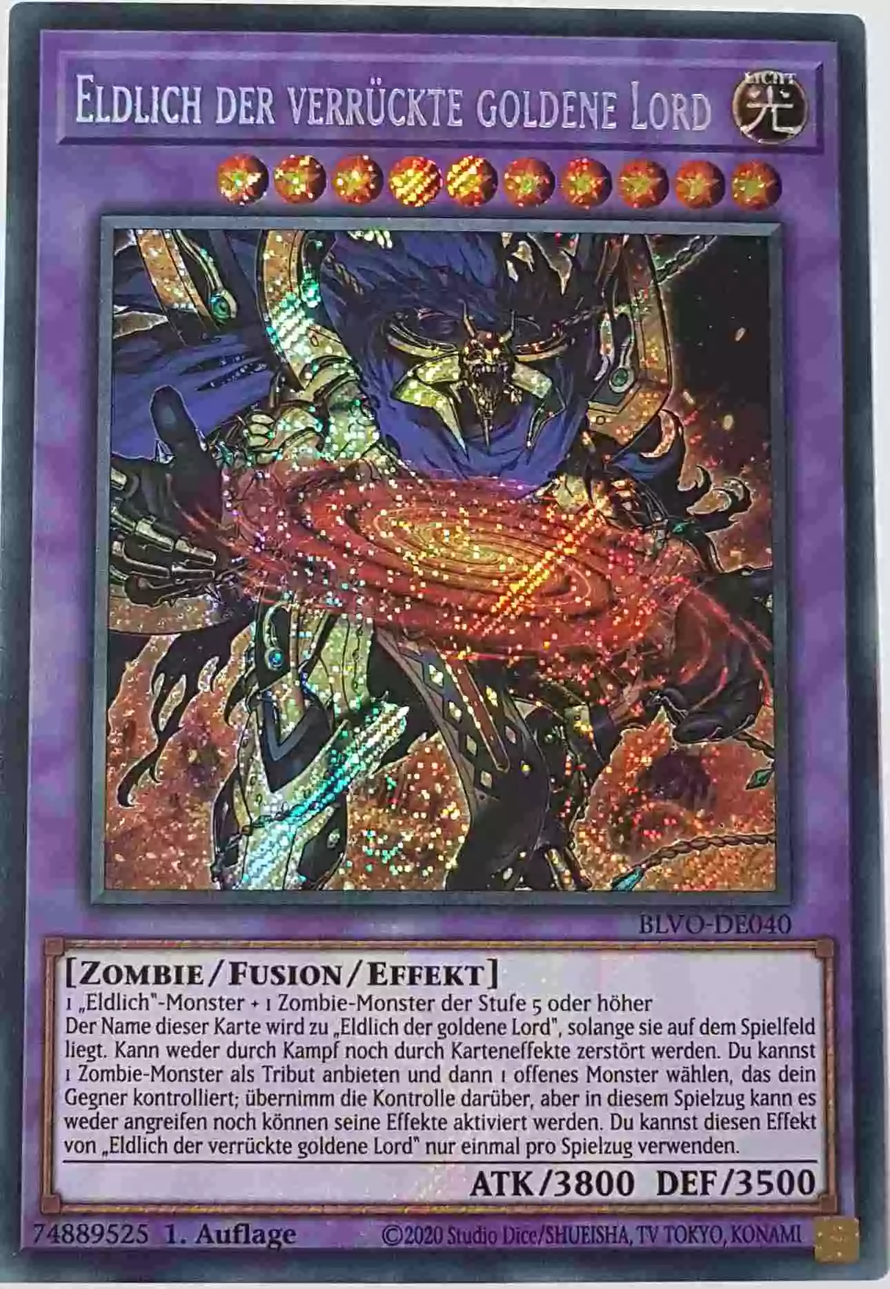 Eldlich der verrückte goldene Lord BLVO-DE040 ist in Secret Rare Yu-Gi-Oh Karte aus Blazing Vortex 1.Auflage