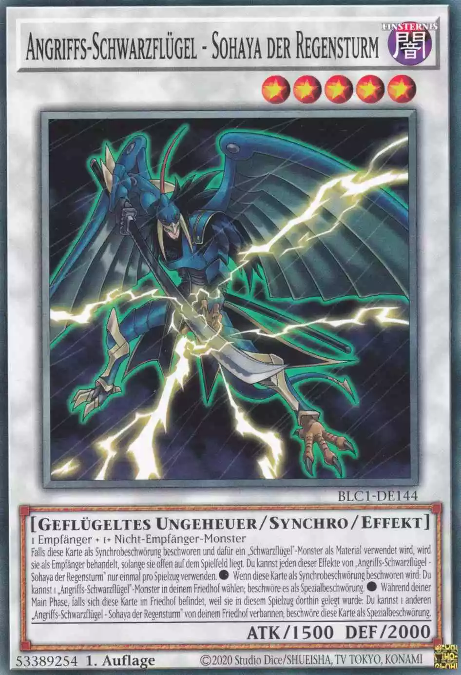 Angriffs-Schwarzflügel - Sohaya der Regensturm BLC1-DE144 ist in Common Yu-Gi-Oh Karte aus Battles of Legend Chapter 1 1.Auflage