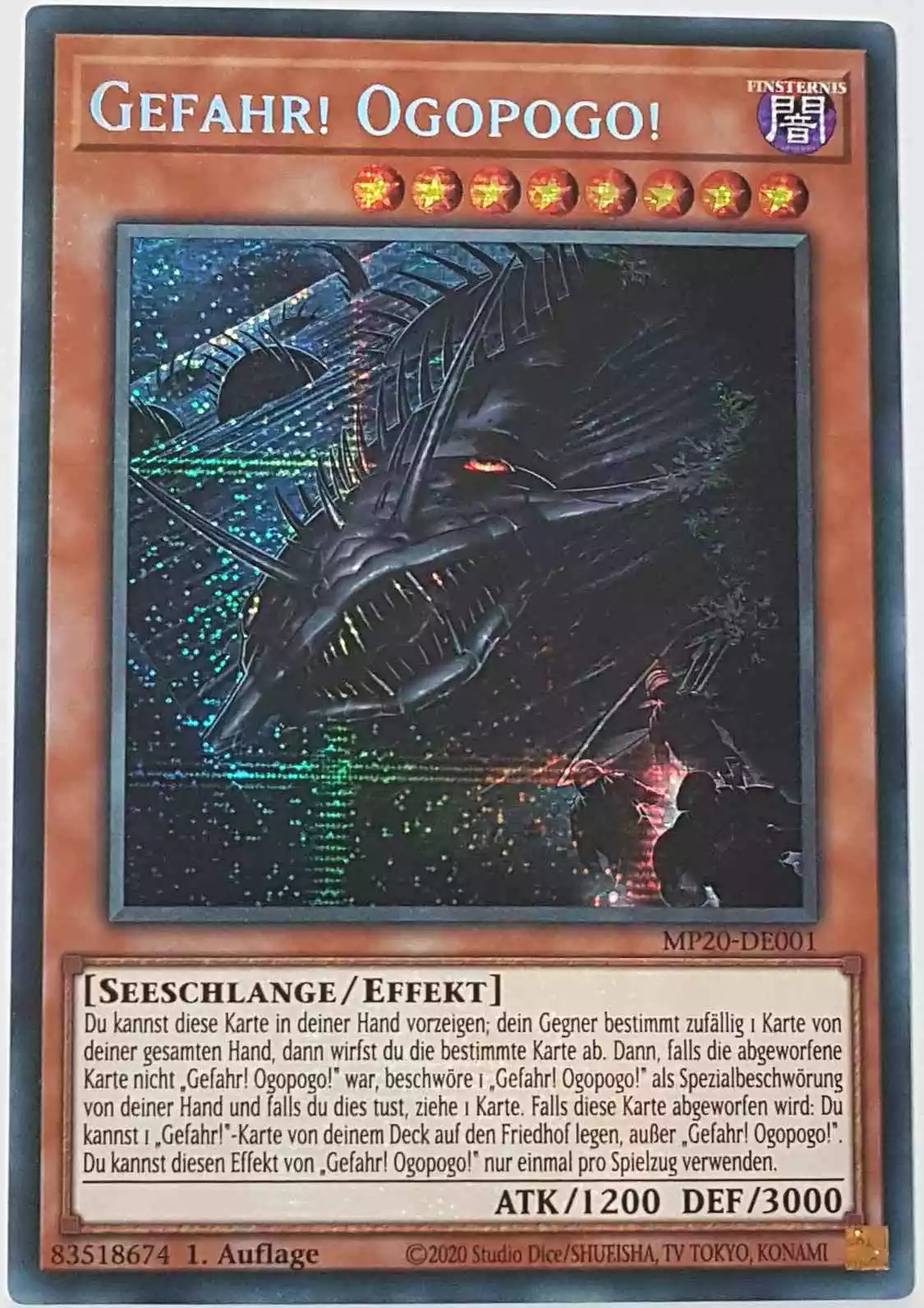 Gefahr! Ogopogo! MP20-DE001 ist in Prismatic Secret Rare Yu-Gi-Oh Karte aus 2020 Tin of Lost Memories 1.Auflage