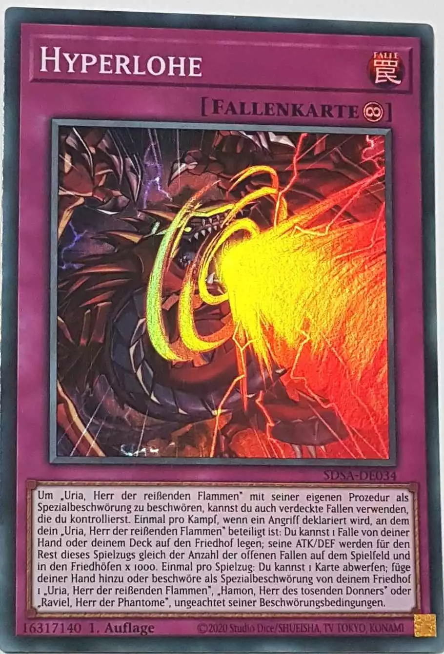 Hyperlohe SDSA-DE034 ist in Super Rare Yu-Gi-Oh Karte aus Sacred Beasts 1.Auflage