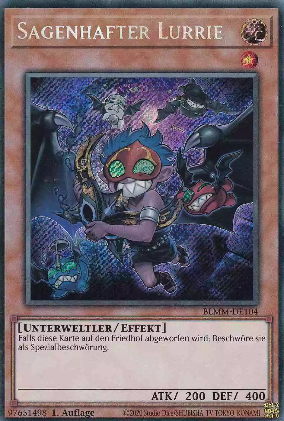 Sagenhafter Lurrie BLMM-DE104 ist in Secret Rare Yu-Gi-Oh Karte aus Battles of Legend Monster Mayhem 1.Auflage