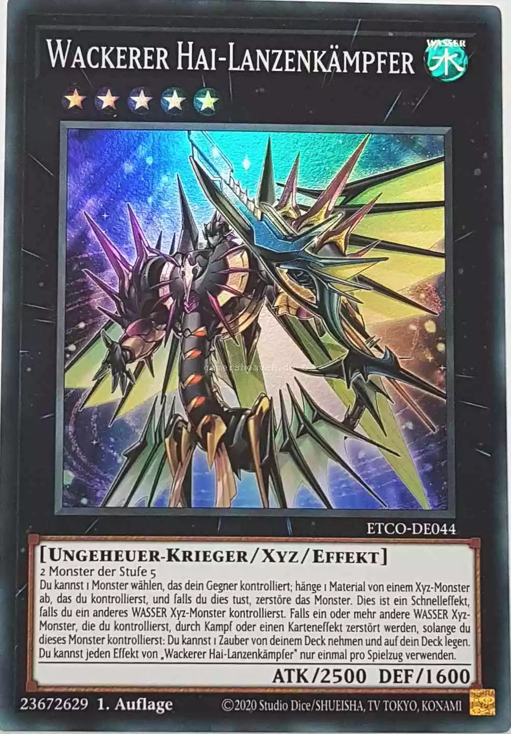 etco-de044-wackerer-hai-lanzenkaempfer-super-rare Wackerer Hai-Lanzenkämpfer ETCO-DE044 ist in Super Rare Yu-Gi-Oh Karte aus Eternity Code 1.Auflage