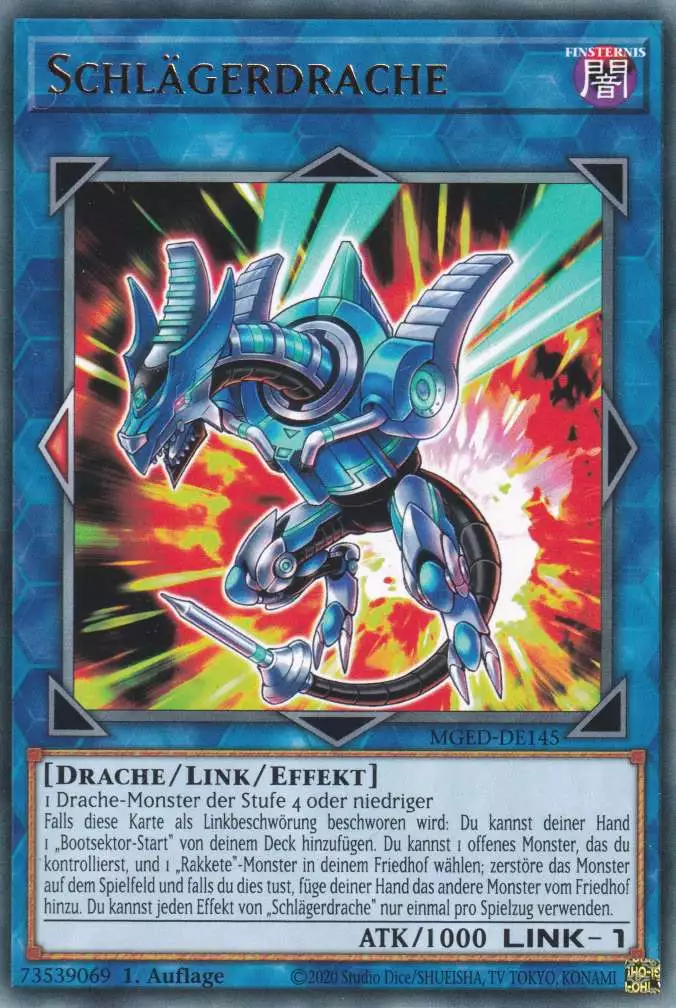 Schlägerdrache MGED-DE145 ist in Rare Yu-Gi-Oh Karte aus Maximum Gold El Dorado 1.Auflage