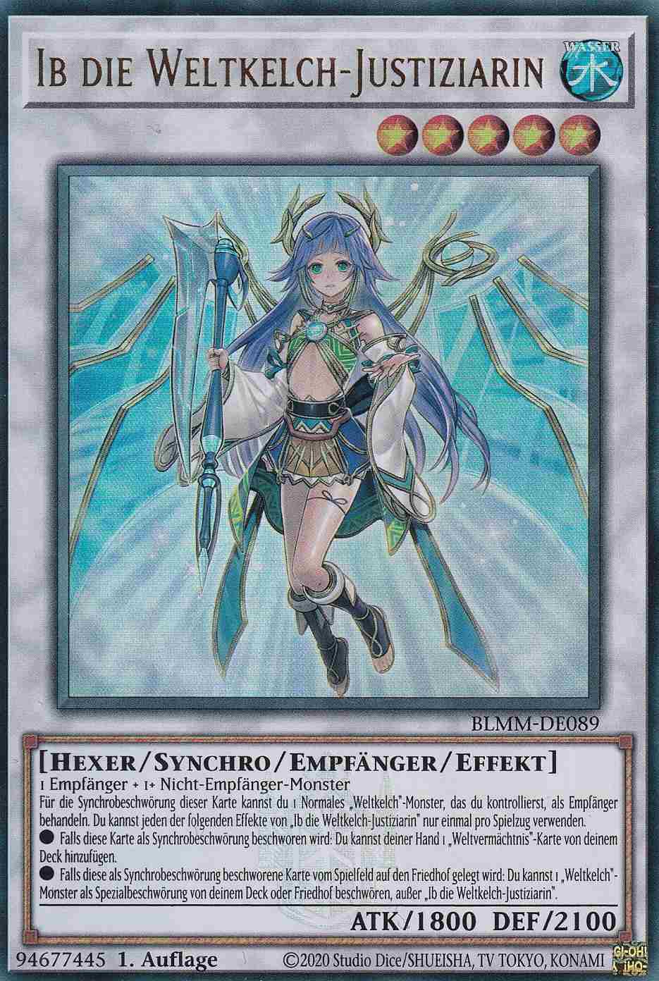 Ib die Weltkelch-Justiziarin BLMM-DE089 ist in Ultra Rare Yu-Gi-Oh Karte aus Battles of Legend Monster Mayhem 1.Auflage