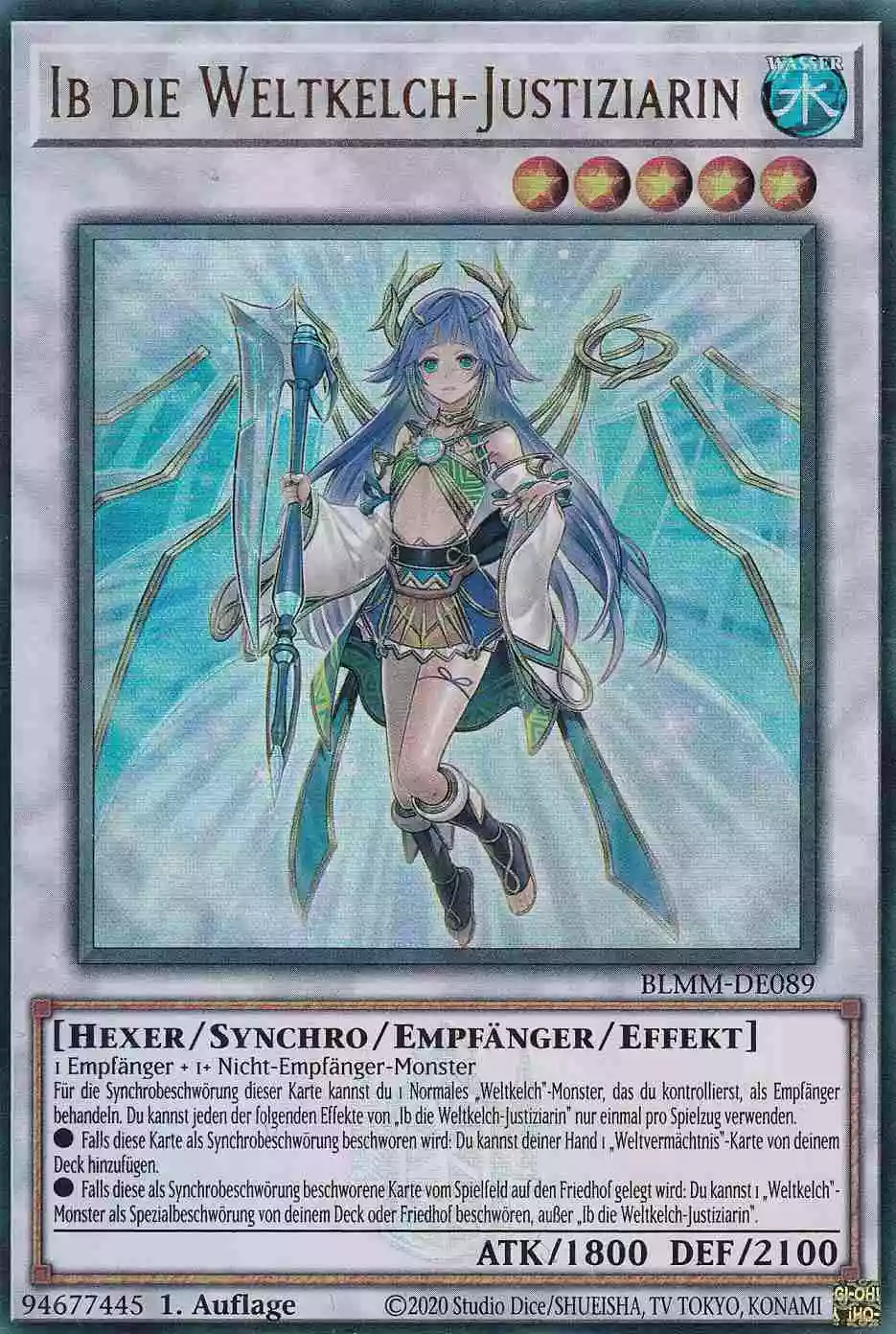 Ib die Weltkelch-Justiziarin BLMM-DE089 ist in Ultra Rare Yu-Gi-Oh Karte aus Battles of Legend Monster Mayhem 1.Auflage