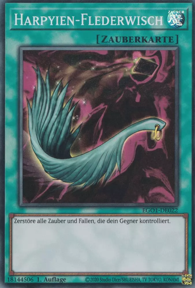 Harpyien-Flederwisch EGO1-DE022 ist in Super Rare Yu-Gi-Oh Karte aus Egyptian God Deck Obelisk 1.Auflage