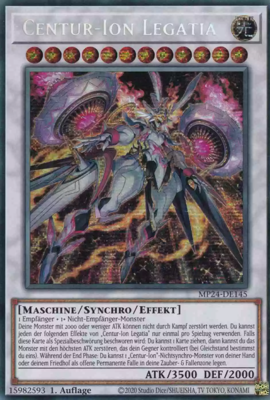 Centur-Ion Legatia MP24-DE145 ist in Prismatic Secret Rare Yu-Gi-Oh Karte aus 25th Anniversary Tin Dueling Mirrors 1.Auflage