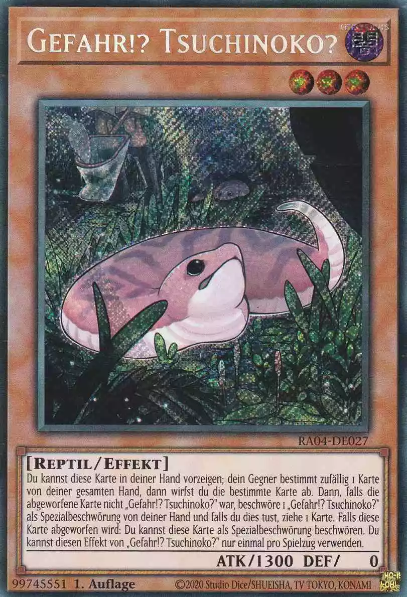 Gefahr!? Tsuchinoko? RA04-DE027 ist in Secret Rare Yu-Gi-Oh Karte aus Quarter Century Stampede 1.Auflage