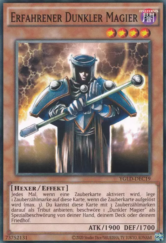Erfahrener Dunkler Magier YGLD-DEC19 ist in Common Yu-Gi-Oh Karte aus Yugis Legendary Decks - King of Games unlimitiert