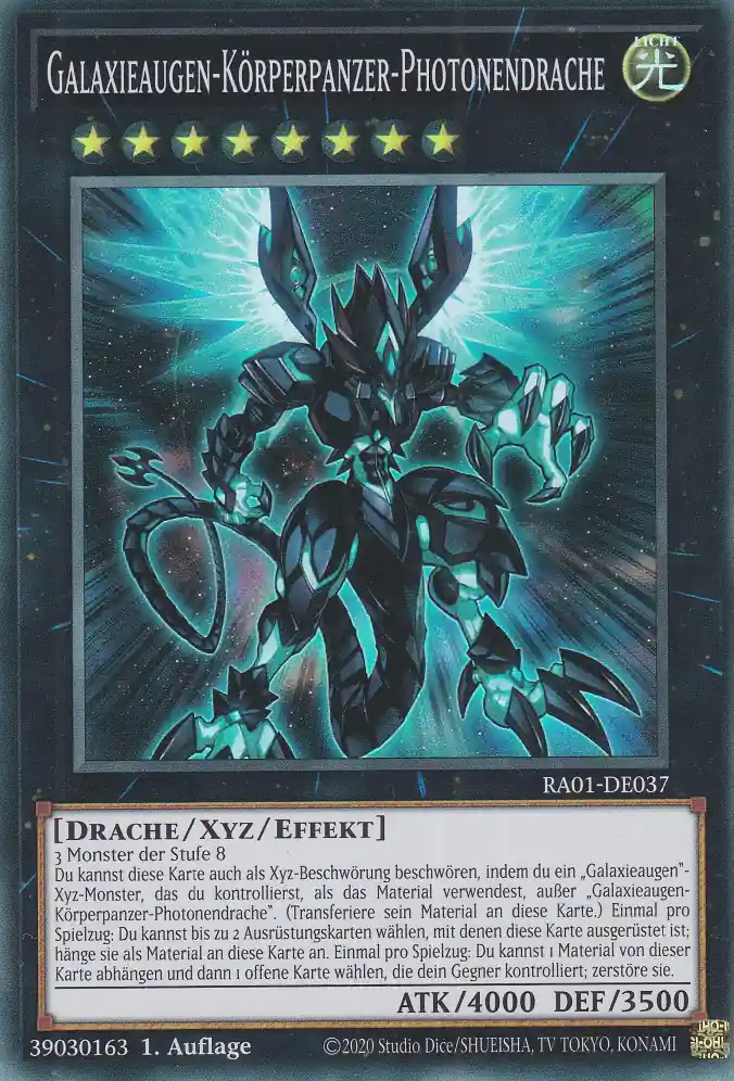 Galaxieaugen-Körperpanzer-Photonendrache RA01-DE037 ist in Super Rare Yu-Gi-Oh Karte aus 25th Anniversary Rarity Collection 1.Auflage