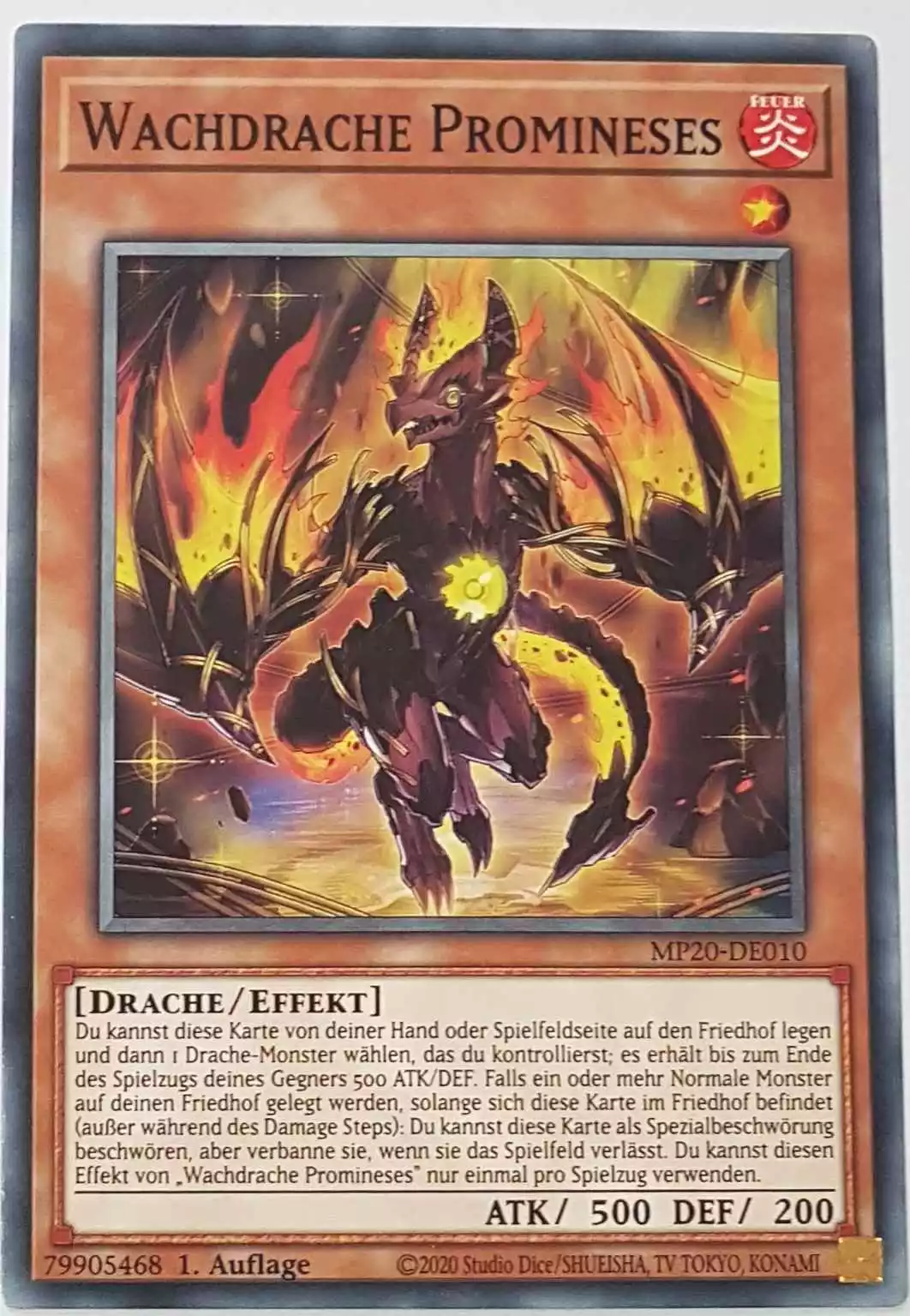 Wachdrache Promineses MP20-DE010 ist in Common Yu-Gi-Oh Karte aus 2020 Tin of Lost Memories 1.Auflage