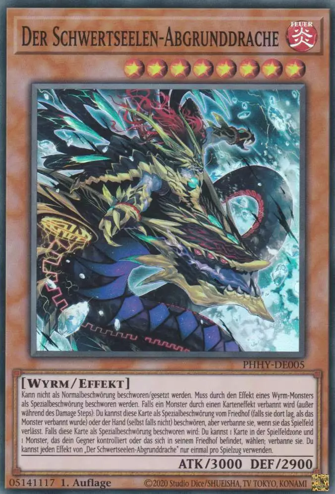 Der Schwertseelen-Abgrunddrache PHHY-DE005 ist in Super Rare Yu-Gi-Oh Karte aus Photon Hypernova 1.Auflage