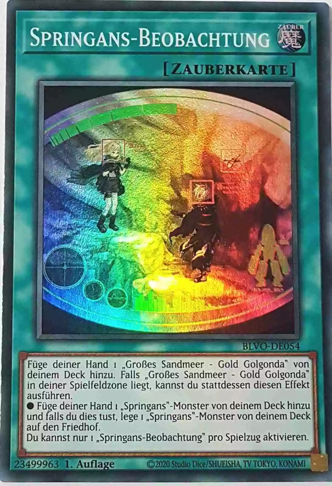 Springans-Beobachtung BLVO-DE054 ist in Super Rare Yu-Gi-Oh Karte aus Blazing Vortex 1.Auflage