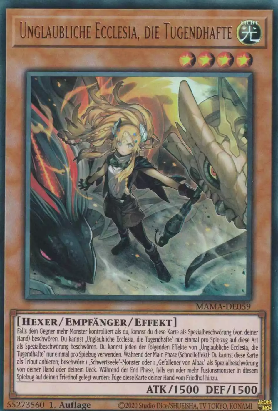 Unglaubliche Ecclesia, die Tugendhafte MAMA-DE059 ist in Ultra Rare Yu-Gi-Oh Karte aus Magnificent Mavens 1.Auflage