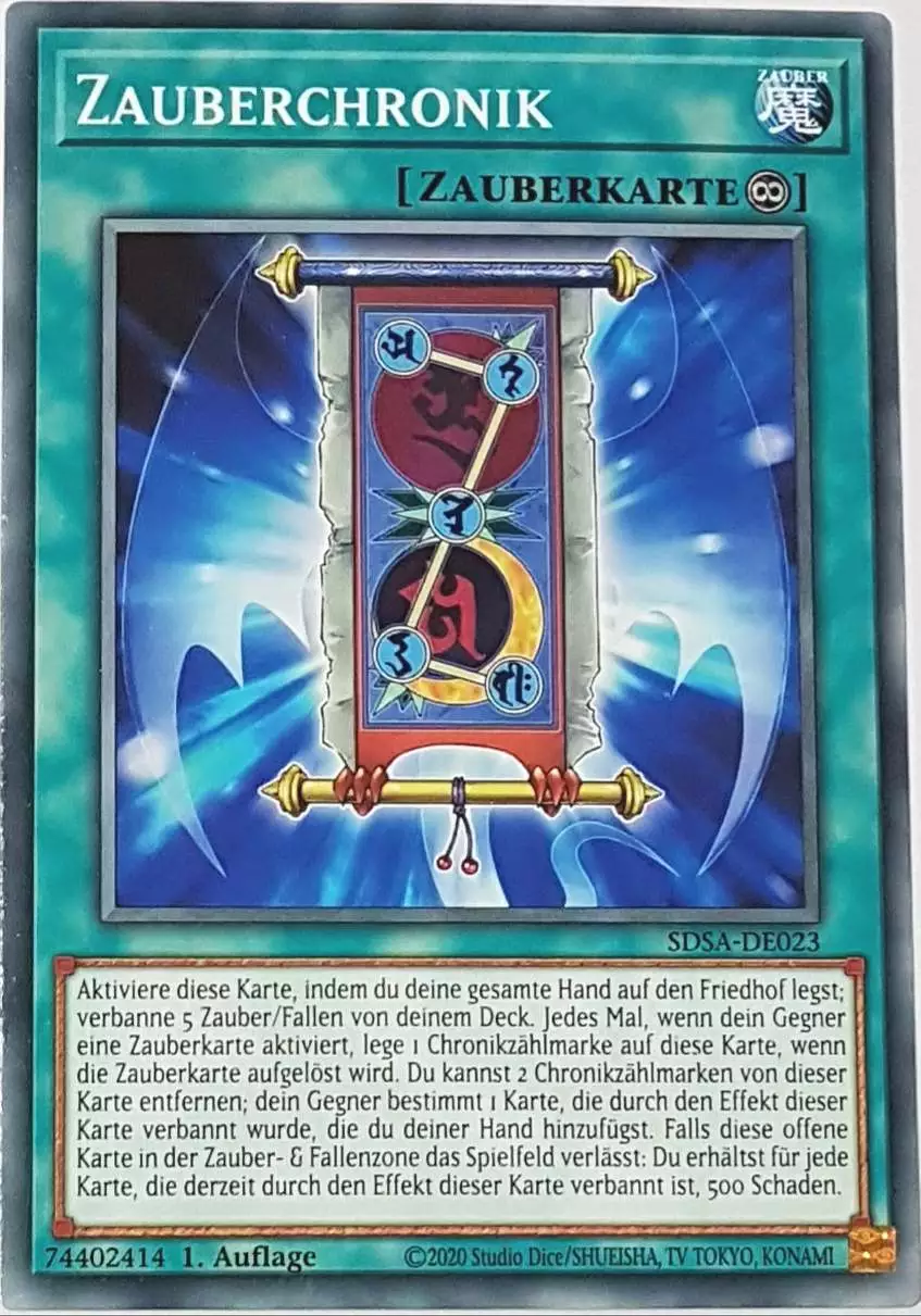 Zauberchronik SDSA-DE023 ist in Common Yu-Gi-Oh Karte aus Sacred Beasts 1.Auflage