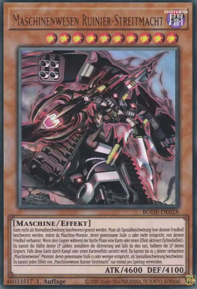 Maschinenwesen Ruinier-Streitmacht BODE-DE028 ist in Ultra Rare Yu-Gi-Oh Karte aus Burst of Destiny 1.Auflage