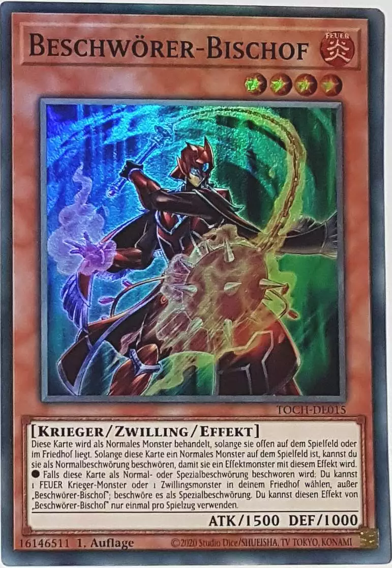 Beschwörer-Bischof TOCH-DE015 ist in Super Rare Yu-Gi-Oh Karte aus Toon Chaos 1.Auflage