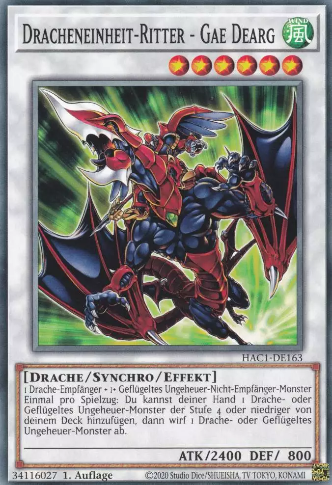 Dracheneinheit-Ritter - Gae Dearg HAC1-DE163 ist in Common Yu-Gi-Oh Karte aus Hidden Arsenal Chapter 1 1.Auflage