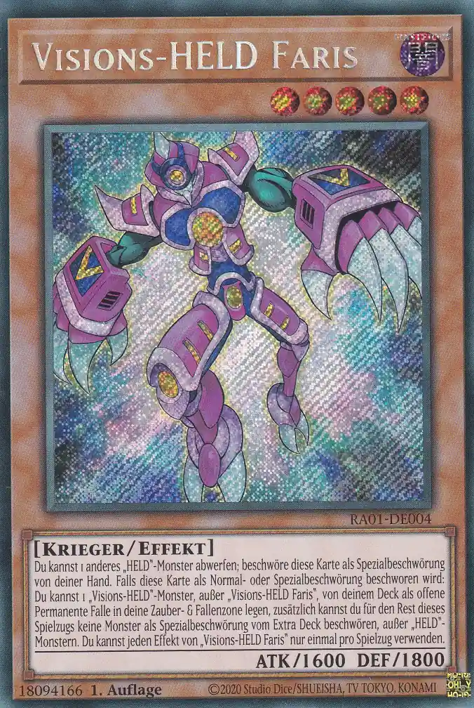 Visions-HELD Faris RA01-DE004 ist in Secret Rare Yu-Gi-Oh Karte aus 25th Anniversary Rarity Collection 1.Auflage
