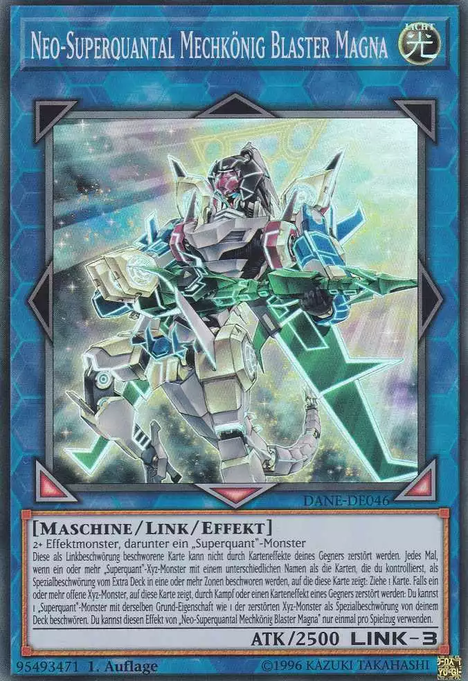 Neo-Superquantal Mechkönig Blaster Magna DANE-DE046 ist in Super Rare Yu-Gi-Oh Karte aus Dark Neostorm 1.Auflage