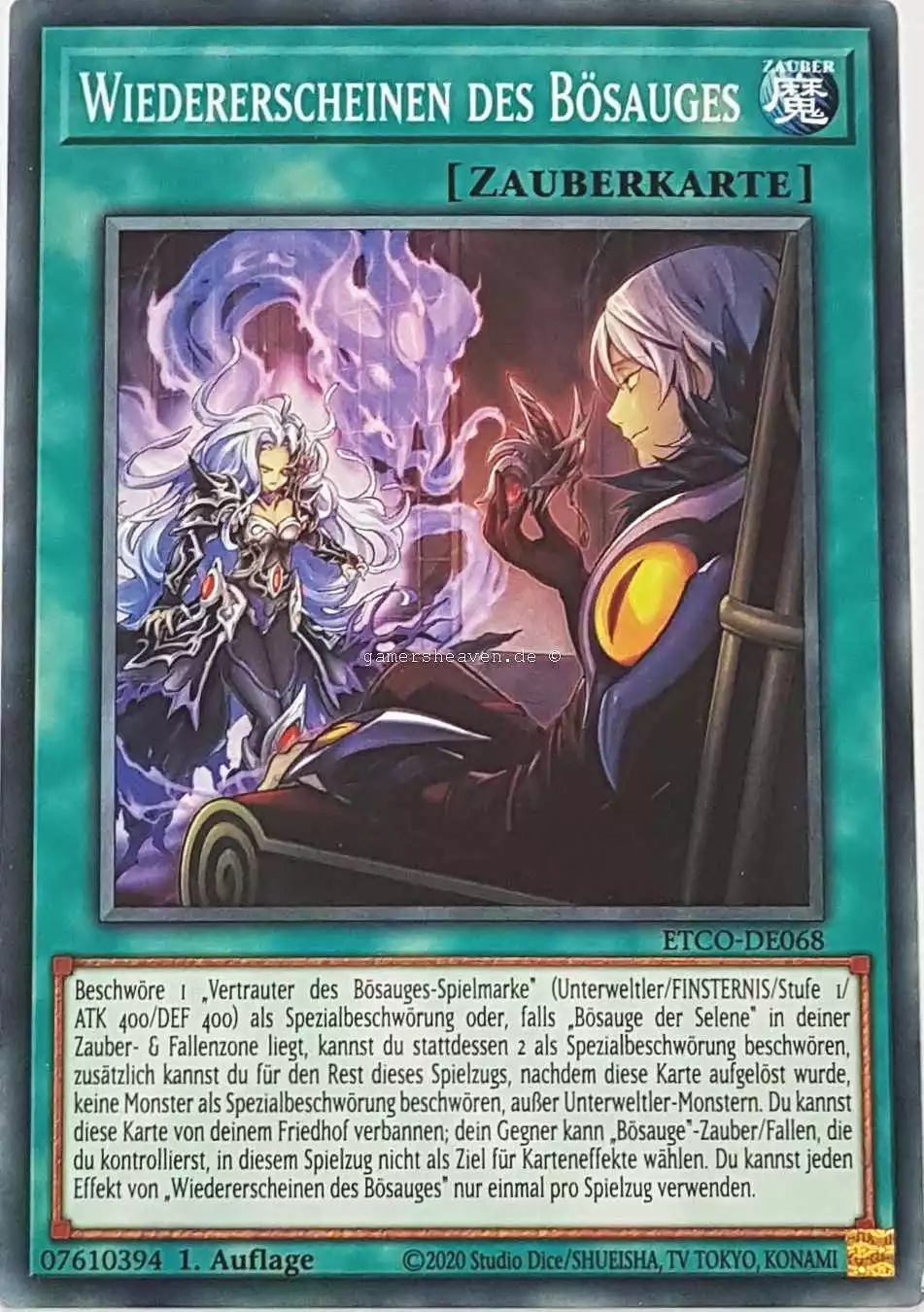 Wiedererscheinen des Bösauges ETCO-DE068 ist in Common Yu-Gi-Oh Karte aus Eternity Code 1.Auflage