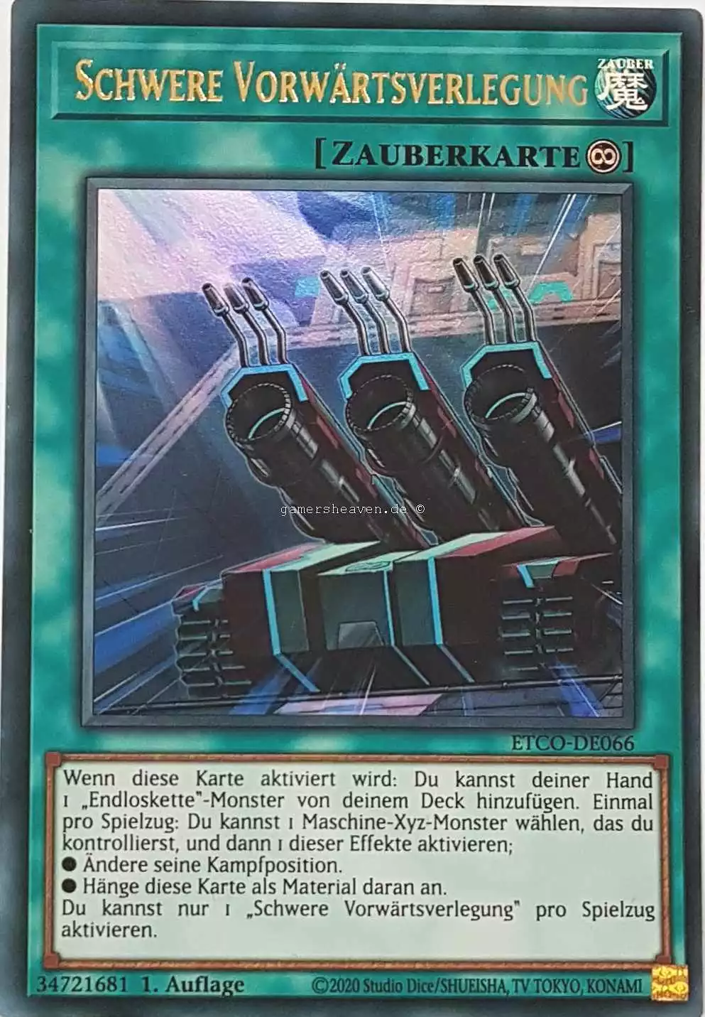 Schwere Vorwärtsverlegung ETCO-DE066 ist in Ultra Rare Yu-Gi-Oh Karte aus Eternity Code 1.Auflage