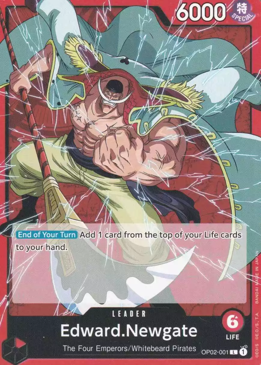 op02-001-edward-newgate-leader-paramount-war-op-02 Edward.Newgate OP02-001 ist in Leader. Die One Piece Karte ist aus Paramount War OP-02 in Normal Art.