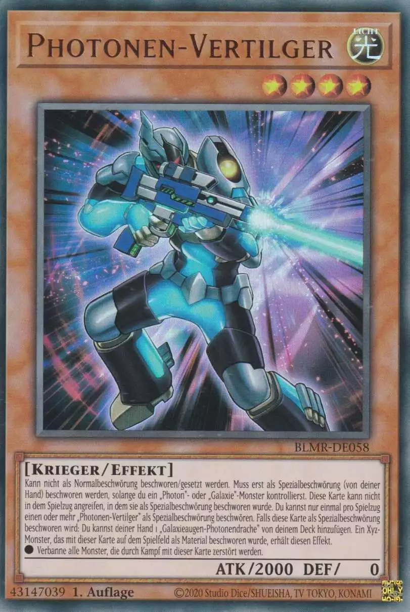 Photonen-Vertilger BLMR-DE058 ist in Ultra Rare Yu-Gi-Oh Karte aus Battles of Legend Monstrous Revenge 1.Auflage