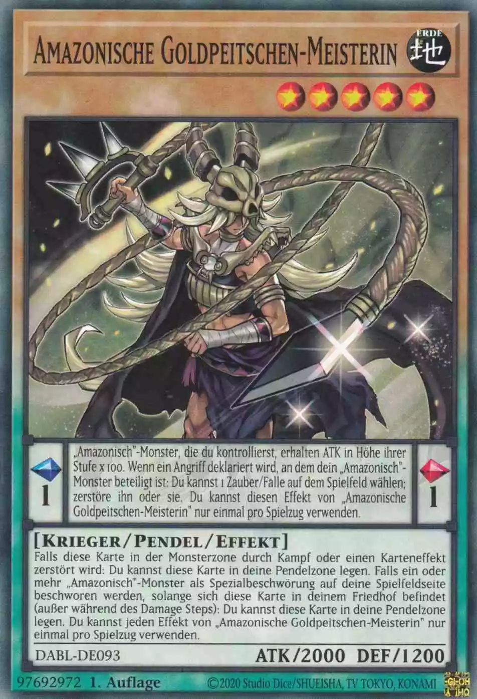 Amazonische Goldpeitschen-Meisterin DABL-DE093 ist in Common Yu-Gi-Oh Karte aus Darkwing Blast 1.Auflage