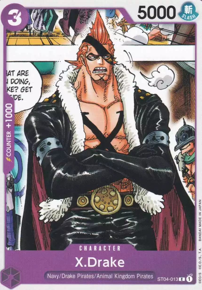 X.Drake ST04-013 ist in Common. Die One Piece Karte ist aus Animal Kingdom Pirates ST04 in Normal Art.