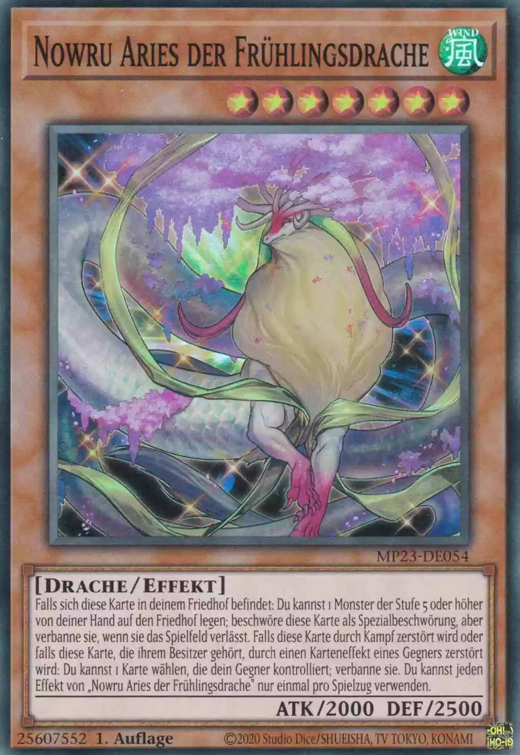 Nowru Aries der Frühlingsdrache MP23-DE054 ist in Super Rare Yu-Gi-Oh Karte aus 25th Anniversary Tin Dueling Heroes 1.Auflage