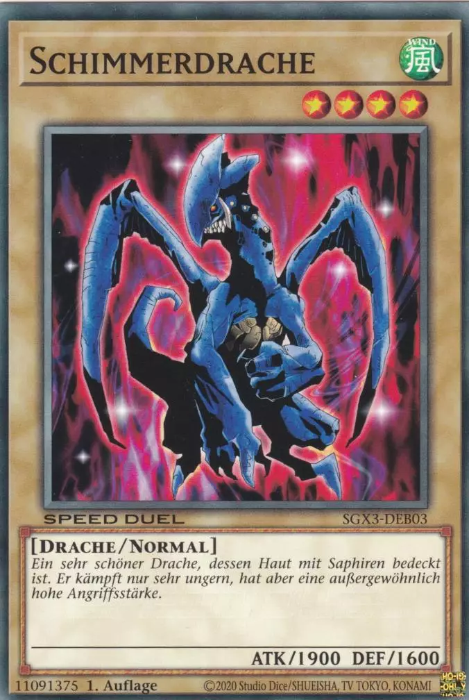 Schimmerdrache SGX3-DEB03 ist in Common Yu-Gi-Oh Karte aus Speed Duel GX: Duelists of Shadows 1.Auflage