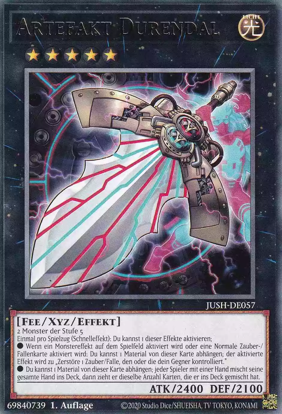 Artefakt Durendal JUSH-DE057 ist in Rare Yu-Gi-Oh Karte aus Justice Hunters 1.Auflage