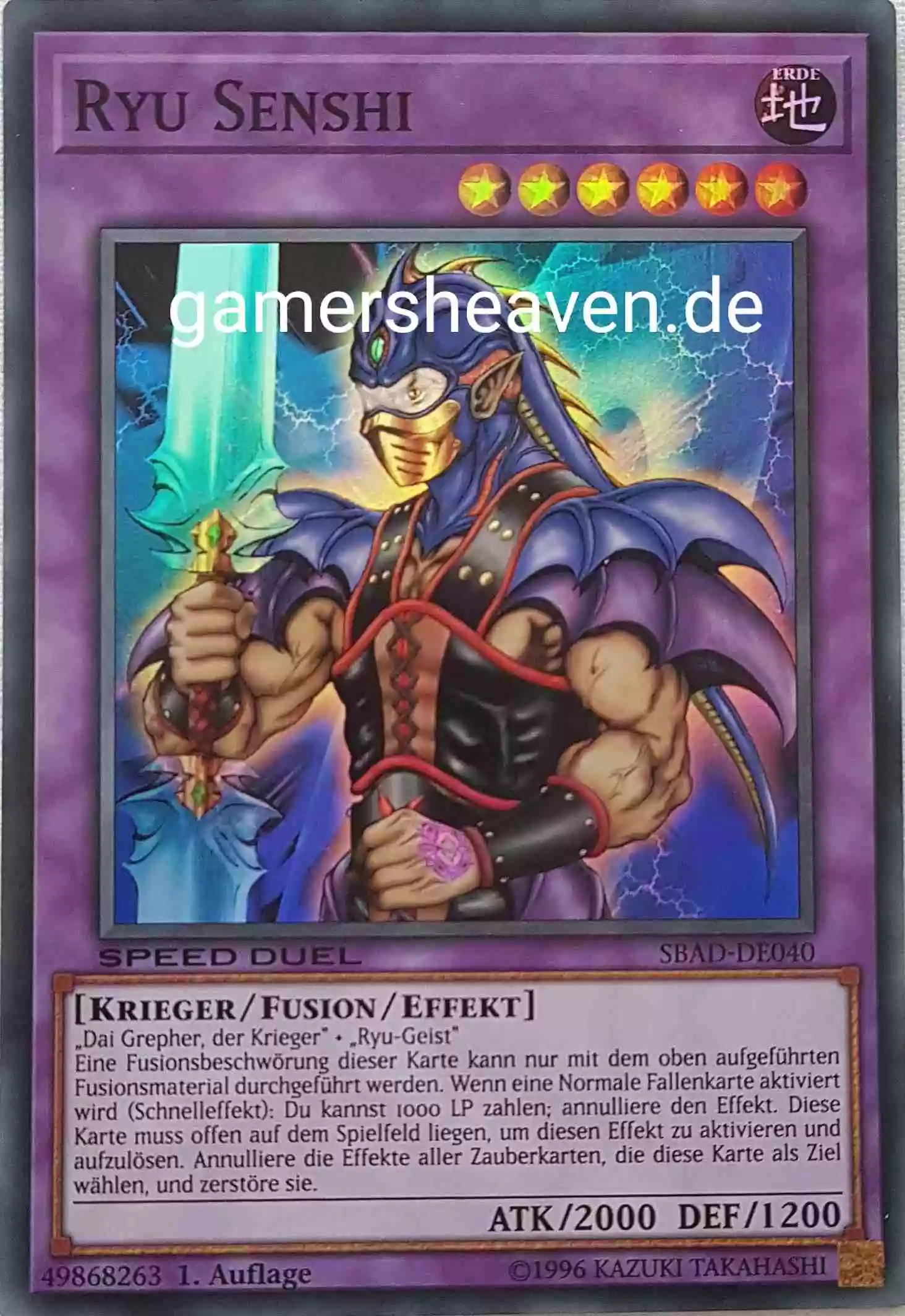 Ryu Senshi SBAD-DE040 ist in Super Rare Yu-Gi-Oh Karte aus Speed Duel Attack from the Deep 1. Auflage