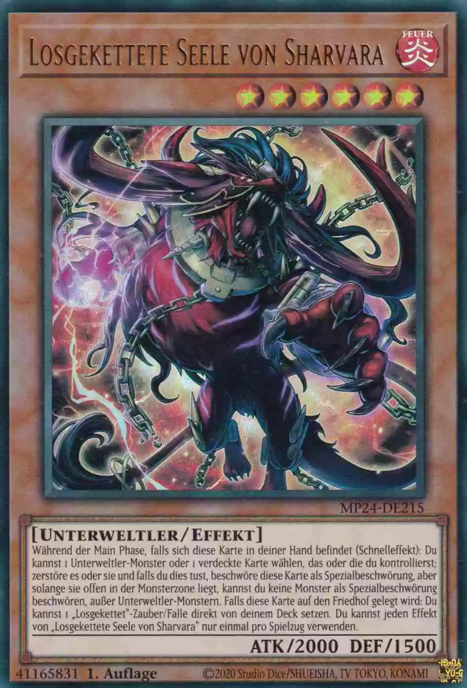 Losgekettete Seele von Sharvara MP24-DE215 ist in Ultra Rare Yu-Gi-Oh Karte aus 25th Anniversary Tin Dueling Mirrors 1.Auflage