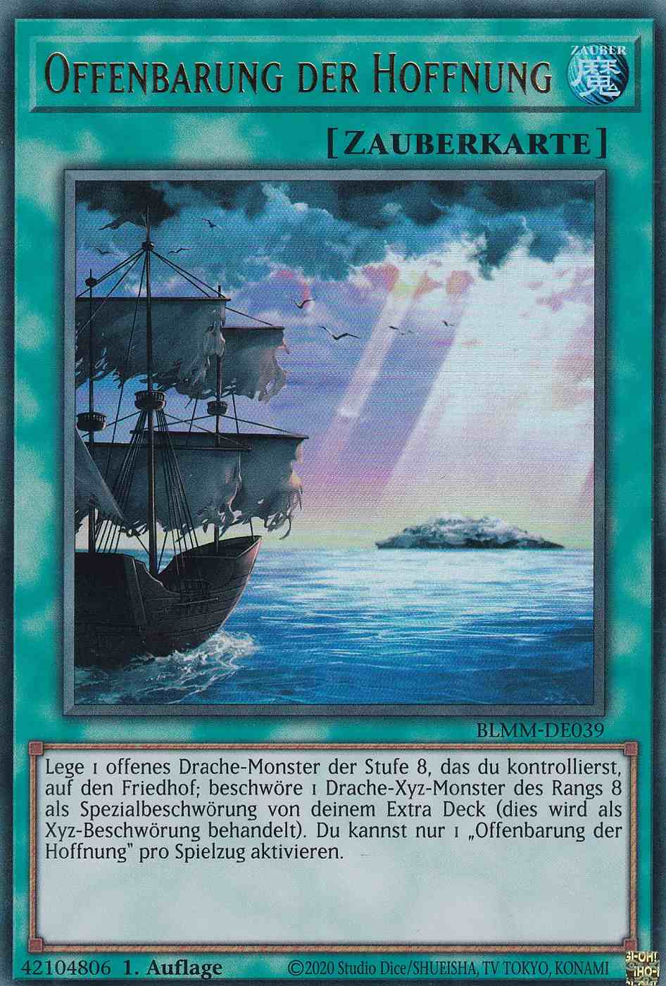 Offenbarung der Hoffnung BLMM-DE039 ist in Ultra Rare Yu-Gi-Oh Karte aus Battles of Legend Monster Mayhem 1.Auflage